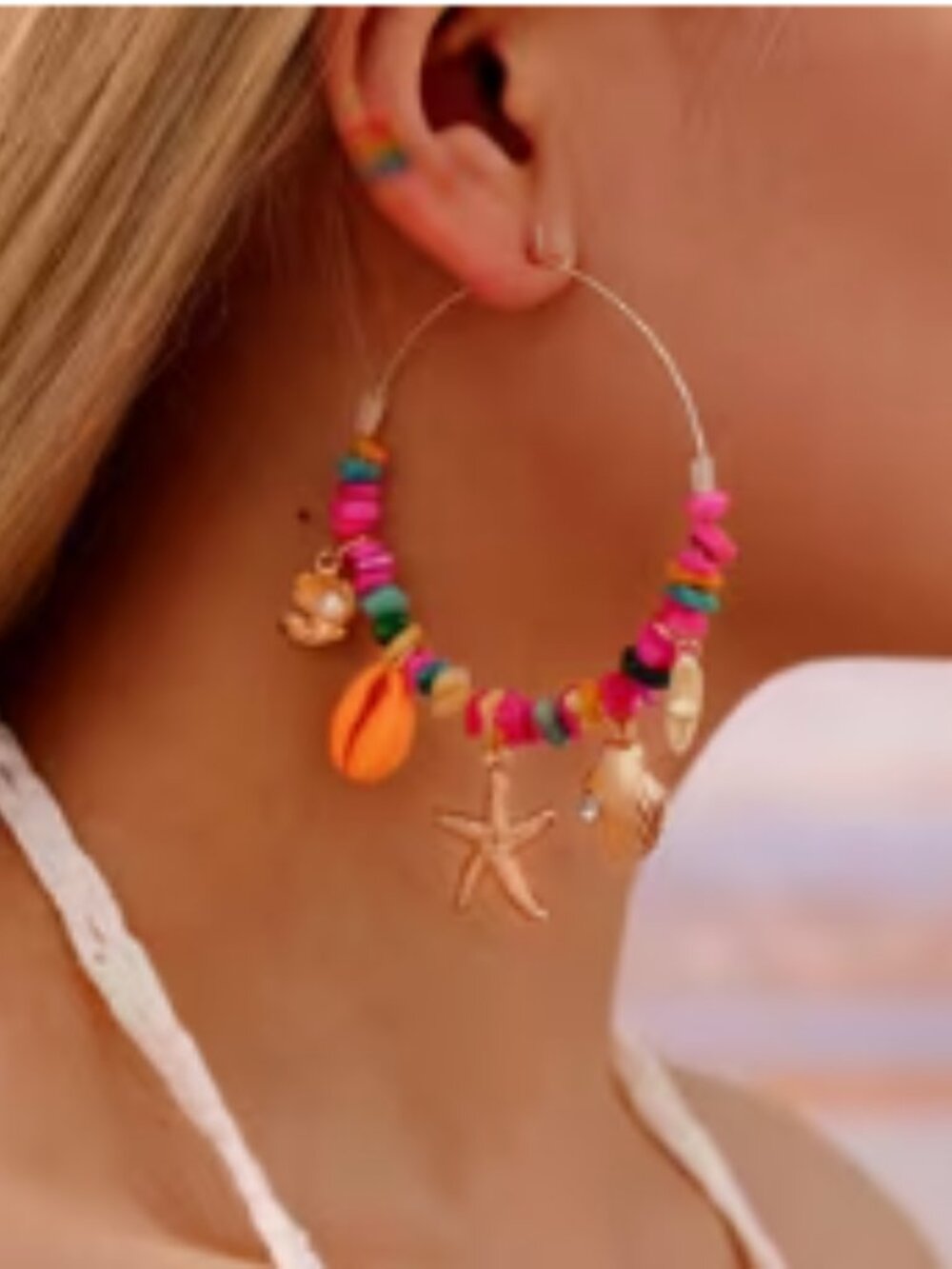 Summer hoop earrings Beach earrings one set of summer earrings